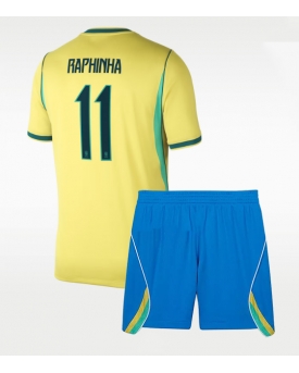 Billige Fotballdrakt Brasil Raphinha Belloli #11 Replika Hjemmedraktsett Barn VM 2026 Kortermet (med bukser)